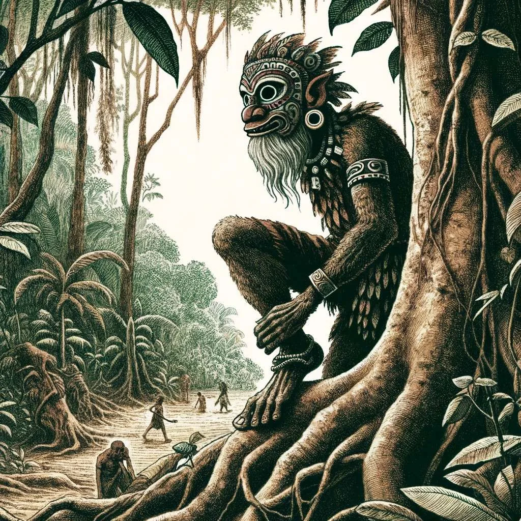 Ilustración de La Tunda, criatura del folclore del Pacífico colombiano