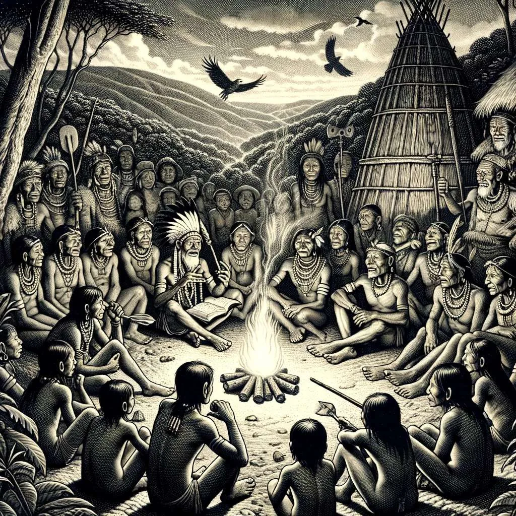 Ilustración de los mitos y leyendas precolombinas de Colombia